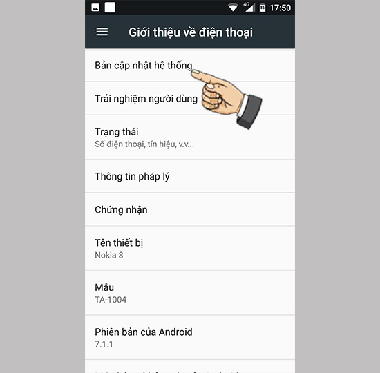 Chọn bản cập nhật hệ thống